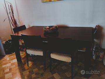 Tavolo sala con 4 sedie wenghe' 