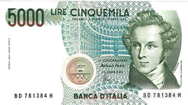 Repubblica Italiana - 5.000 lire tipo Bellini