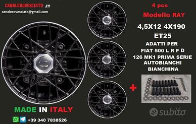 Cerchi RAY NERI 4,5x 12 4x190 fiat 500 l f r