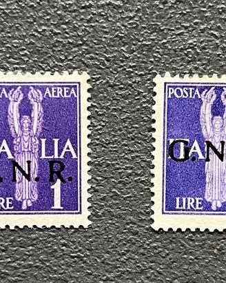 Francobolli lire 1 violetto  anno 1944