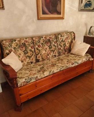 Divano 3 posti in legno massello stile rustico