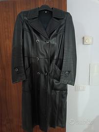 Giacca lunga,vera pelle vintage anni 80, taglia 46
