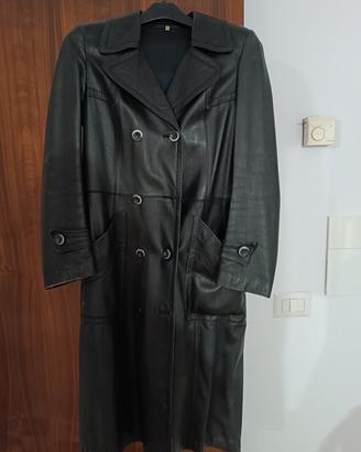 Giacca lunga,vera pelle vintage anni 80, taglia 46