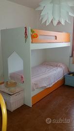 Cameretta a soppalco,  letto a castello 3 letti