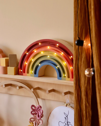 Two N Lampada Artigianale Legno Led Arcobaleno