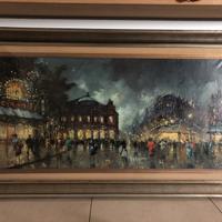 Antonio De Vity (Paris Street Scene ) olio su tela