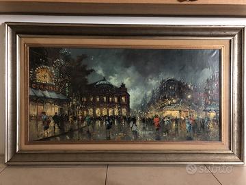 Antonio De Vity (Paris Street Scene ) olio su tela