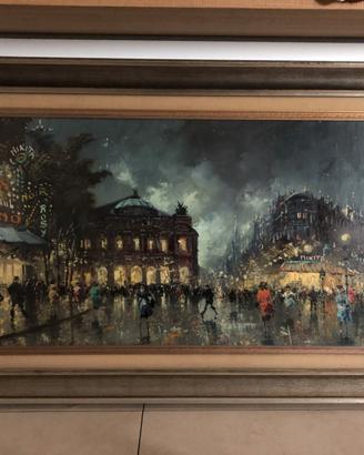 Antonio De Vity (Paris Street Scene ) olio su tela