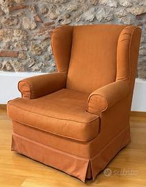 Poltrona Bergère in lino color terracotta