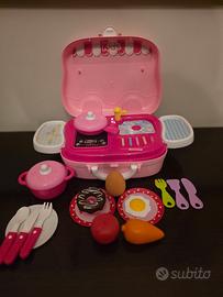 valigetta cucina giocattolo portatile in plastica 