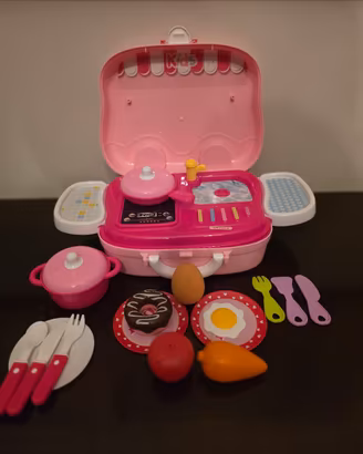 valigetta cucina giocattolo portatile in plastica 