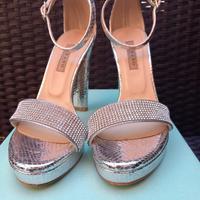 Scarpe sandali décolleté pitone argento