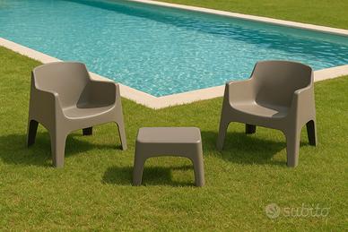 Set 2 poltrone+tavolino giardino lido esterno bar