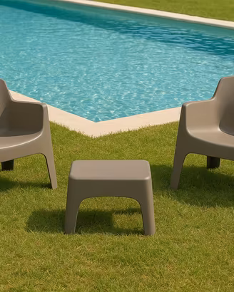 Set 2 poltrone+tavolino giardino lido esterno bar