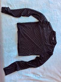 Maglietta nera in mesh/tulle trasparente
