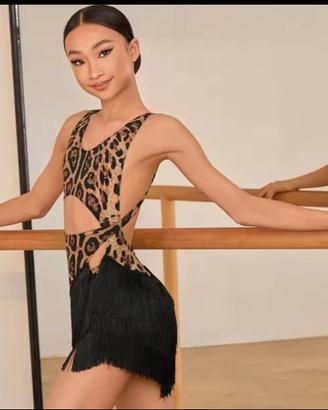 abito da ballo latino con stampa leopardata 