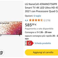 TV LG NANOCELL 43" 