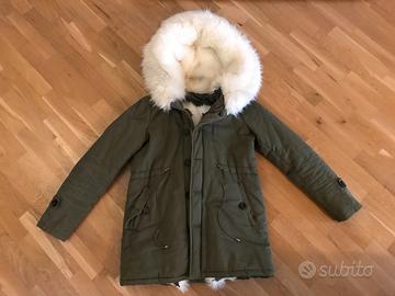 Parka da donna invernale verde con pelliccia