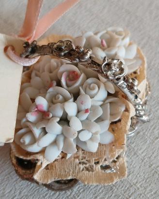Cestino decorativo Argento e Capodimonte d. a mano