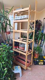 Scaffale in legno, con ruote, per piante