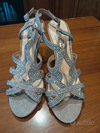 scarpe color argento n. 38 tacco  10