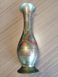 Vaso Indiano Vintage in Ottone dipinto a mano