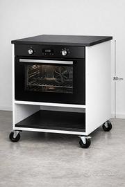 Forno elettrico nero con incasso mobile rotelle