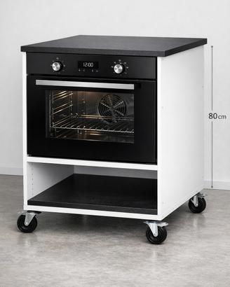 Forno elettrico nero con incasso mobile rotelle