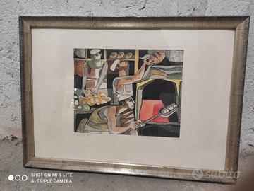 Lucio Ranucci acquaforte colorata a mano