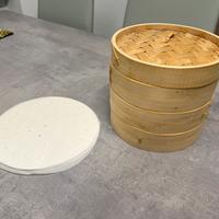 Vaporiera in bambù 3 piani con 50 fogli x cottura