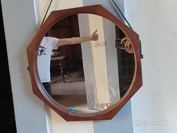 Specchio Ottagonale Legno 53cm