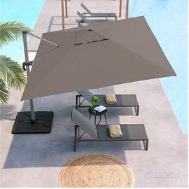 Ombrellone con palo laterale 3 x 4 m telo tortora