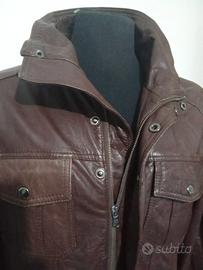 giacca in pelle marrone tg 54 , tom tailor
