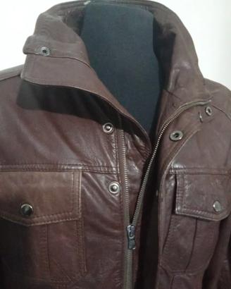 giacca in pelle marrone tg 54 , tom tailor