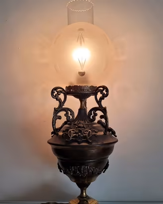 Lampada lume vintage vetro e ottone antiquariato