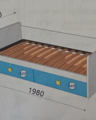 Letto singolo contenitore+ rete NUOVO