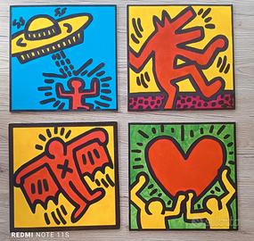 set 4 quadri Keith haring 