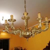 Lampadario vintage in ottone 12 punti luce