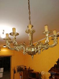 Lampadario vintage in ottone 12 punti luce