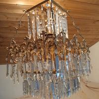 Lampadario ottone e cristalli