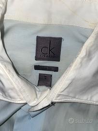 camicia Calvin Klein azzurra collo bianco 38