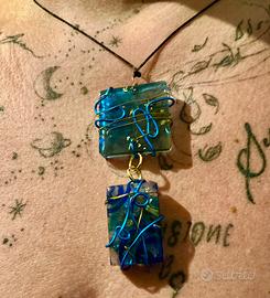 Collana artigianale fatta a mano da me, blu