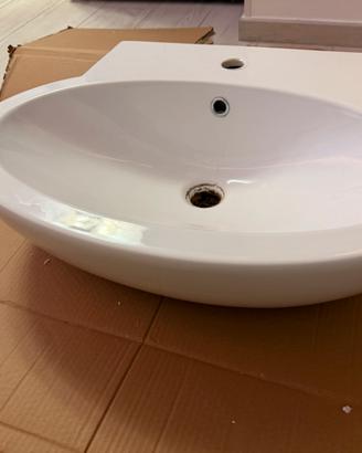 Lavabo ovale in ceramica bianca lucida