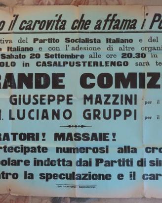 Manifesto Casalpusterlengo Pci Psi Carovita Mazzin