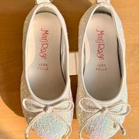 Ballerine bianche con glitter e fiocchetto, num.24
