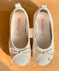 Ballerine bianche con glitter e fiocchetto, num.24