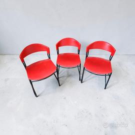 SET 3 SEDIE VINTAGE PAOLO FAVARETTO ROSSE