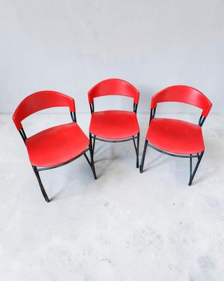 SET 3 SEDIE VINTAGE PAOLO FAVARETTO ROSSE