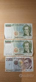 2 banconote da 5000 lire e una da 200 lire