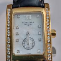 orologio donna  d'oro  con diamanti longines 